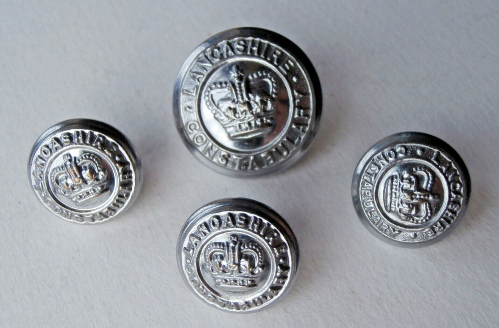4 Obsolete Lancashire Constabulary Uniform Buttons