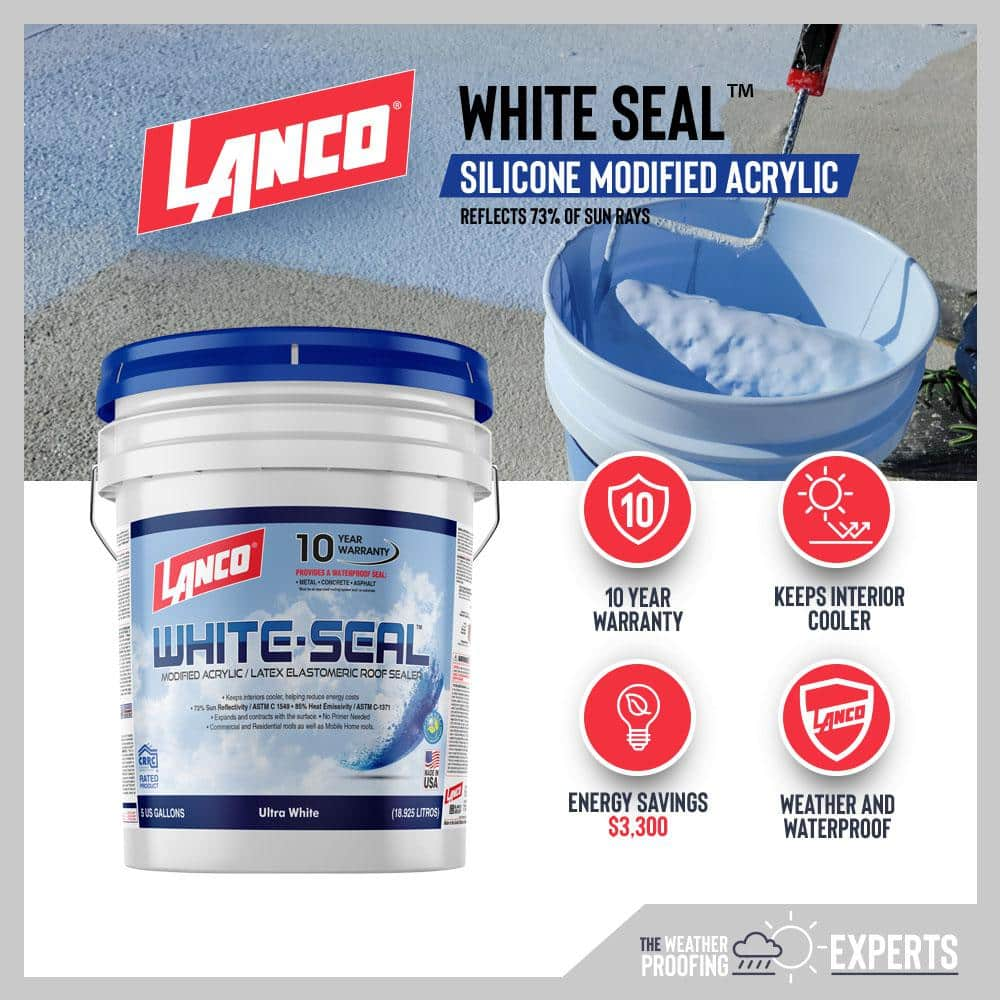 5 Gal. White-Seal 100% Acrylic Elastomeric Reflective Roof Coating with High Dir