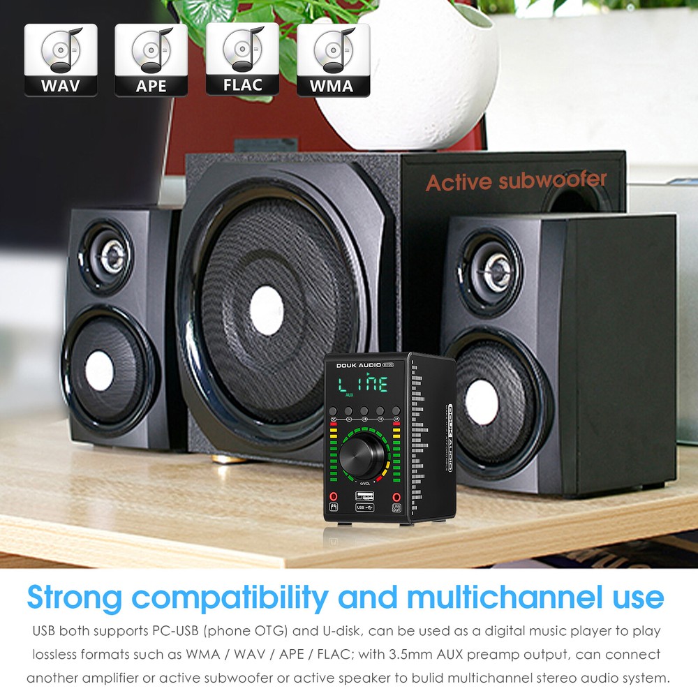 Mini Digital Amplifier with Bluetooth USB DAC COAX/OPT Digital Amp Headphone Amp
