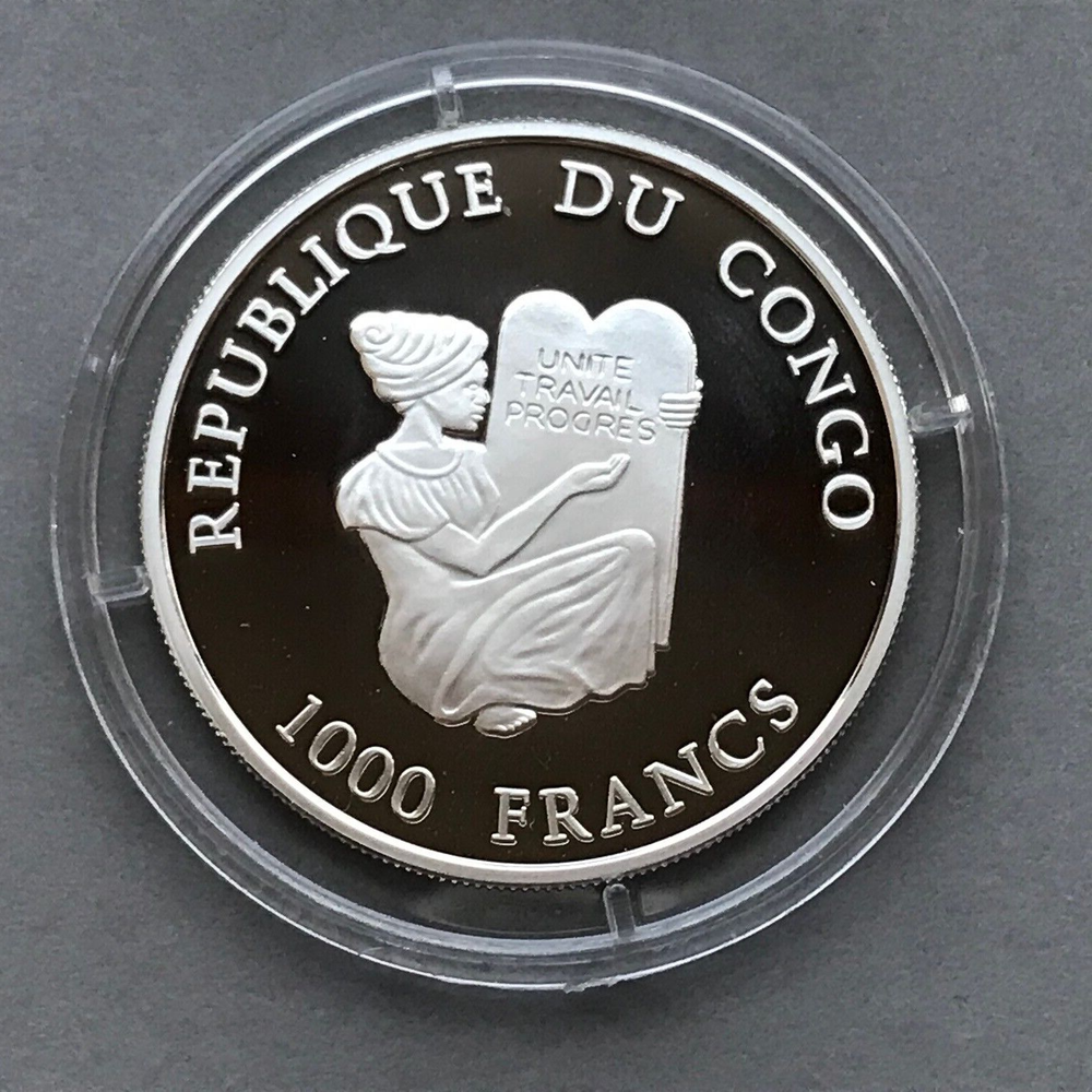 CONGO Silver 1000 Francs 2003 ENDEAVOUR SHIP Proof