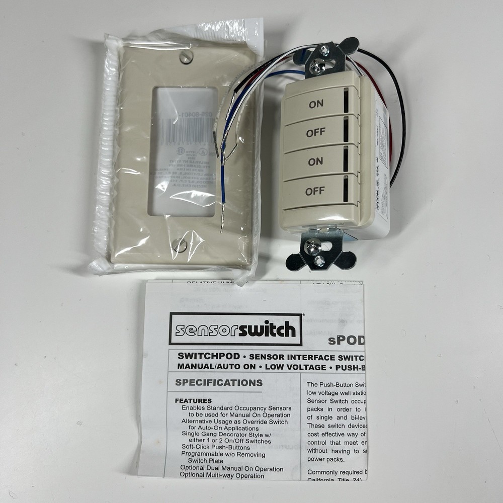 Acuity Controls Sensor Switch SPODM 2P 2SA AL Switchpod Interface Wall Station