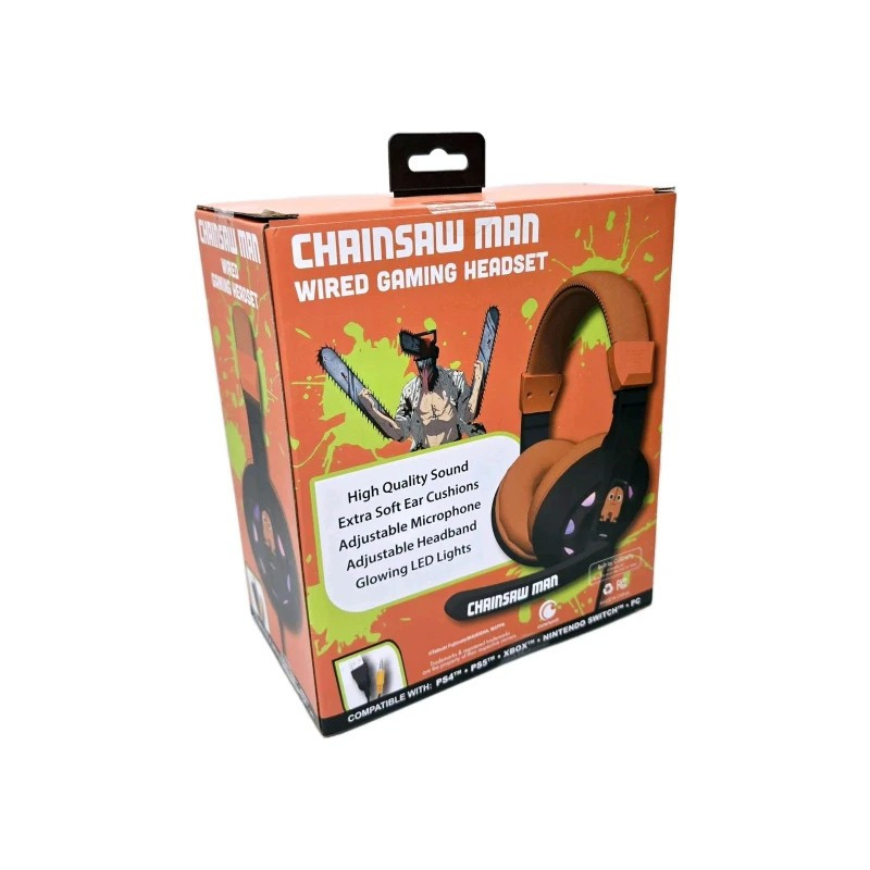 Chainsaw Man Wired Gaming Headset Multi-Platform Compatibility Led Lights 13+
