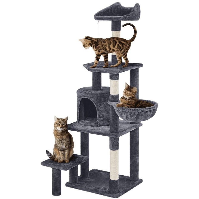 Multi Level Cat Tree Tower W/ Condo Basket Scratching Posts Plush Perches New