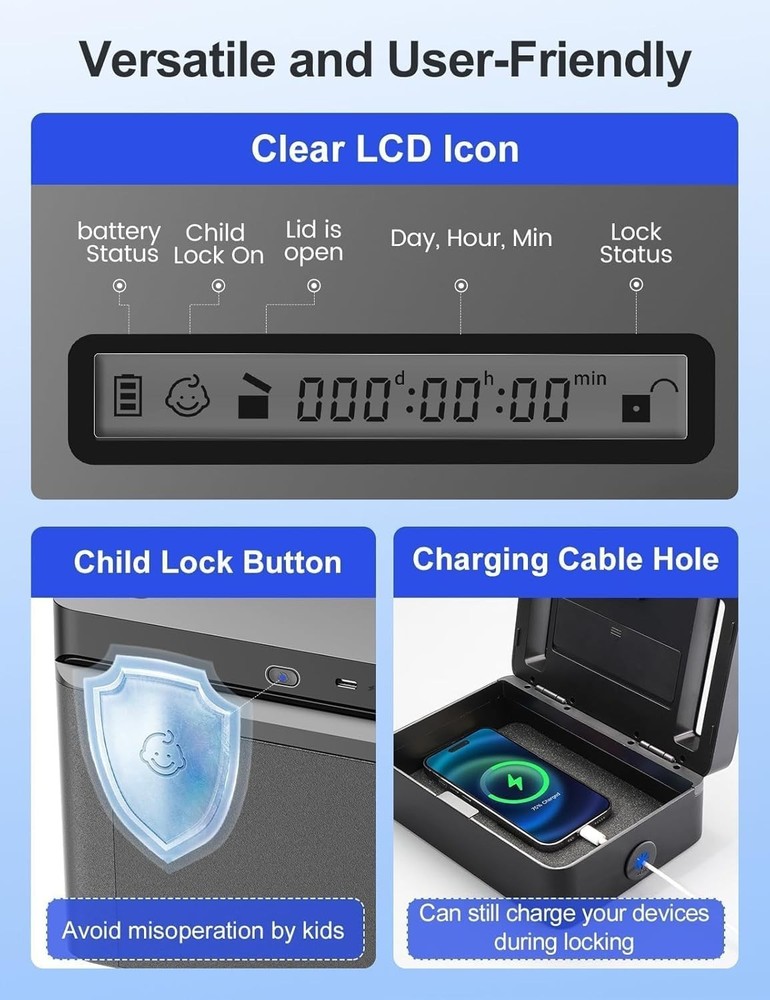 Metal Time Lock Box Phone Timed Locked Box With Timer Electronic Locking Contain