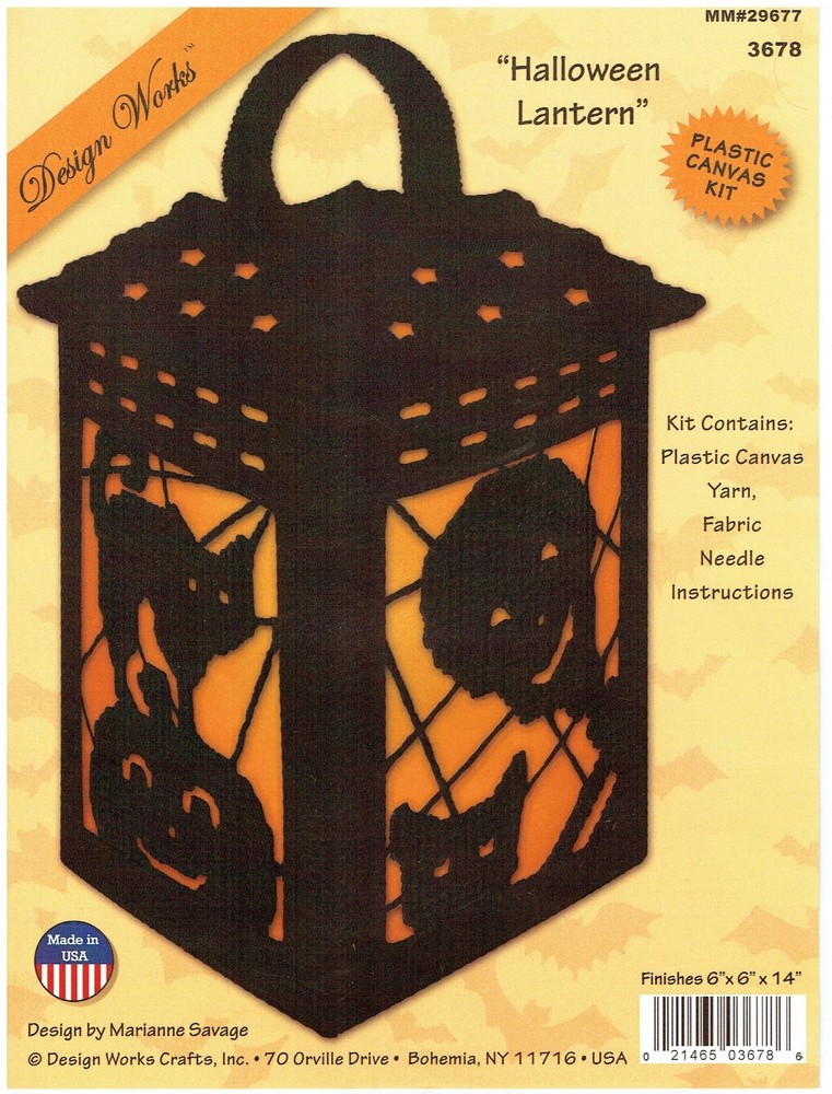 HALLOWEEN SILHOUETTE LANTERN  7ct plastic canvas  PATTERN  (#TF0329)