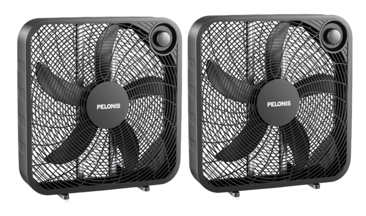 Pelonis 20In Box Fan 2 PACK 3 Speed 25ft Floor Fans Superior Air Throw