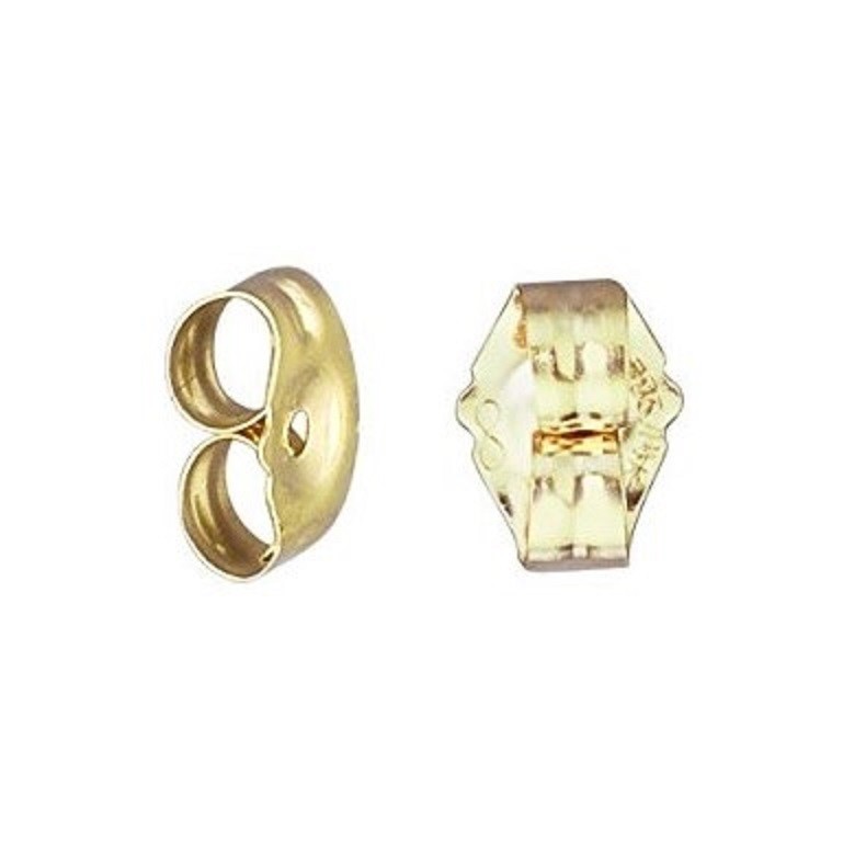 10K Solid Yellow Gold Butterfly Earring Backs - Replacement Push Stopper Pair