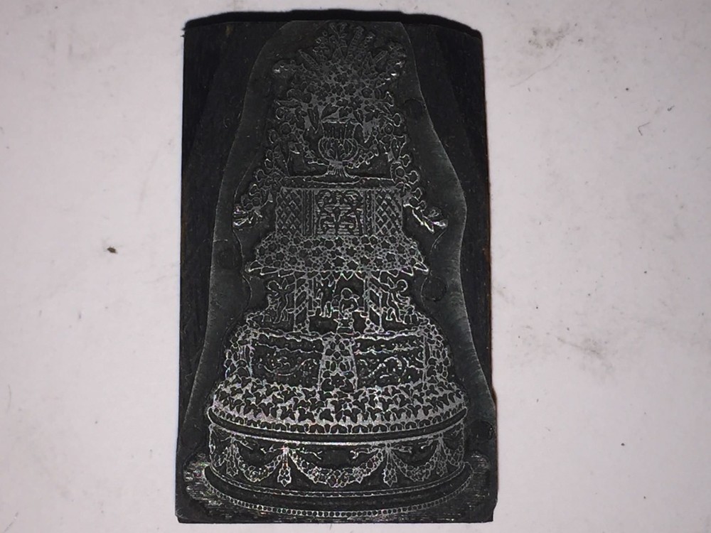 'FancyTiered Cake'  Printer's Letterpress Type Block~PB41