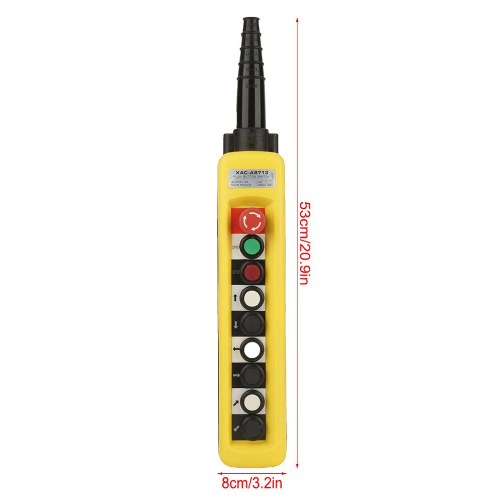 CraneChain Hoist Push Button Switch Lifting Pendant Controller W/Emergency Stop