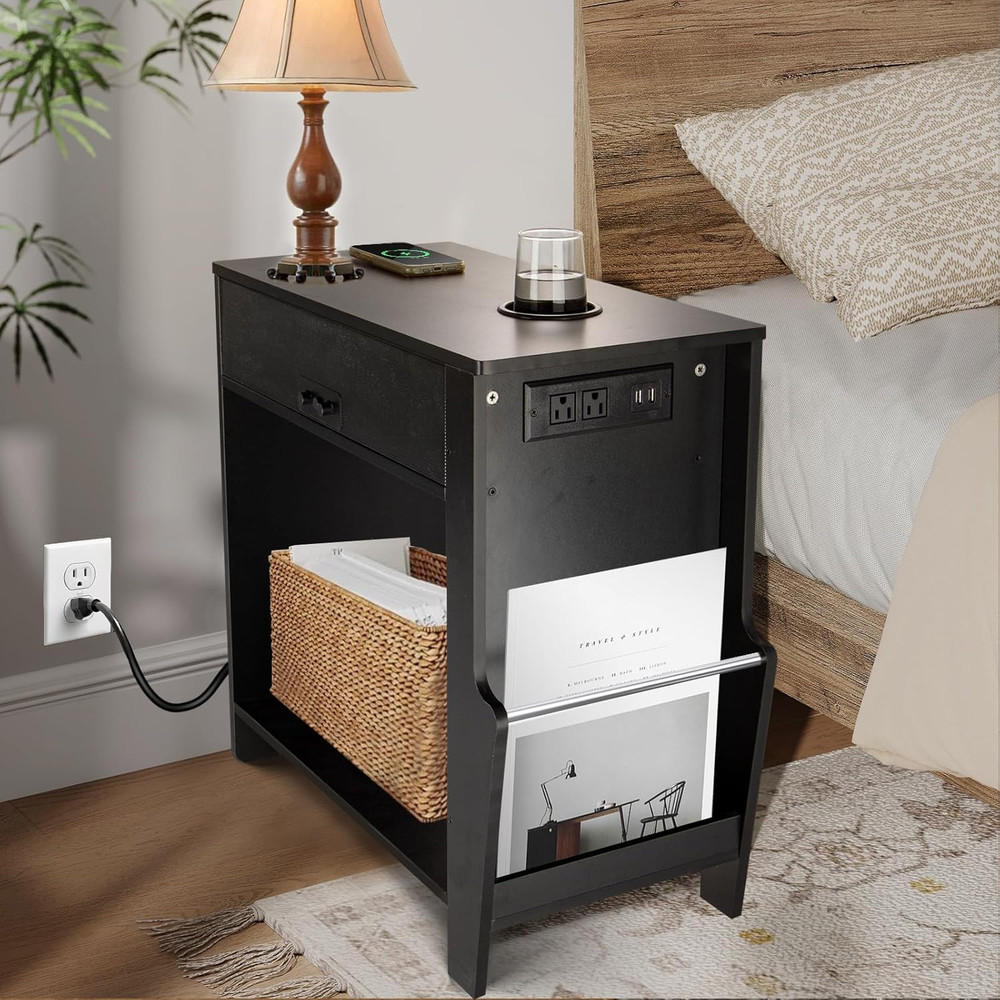 Bluetooth Speaker End Table, Smart End Table with 2 Subwoofer for Deep Bass, Sid