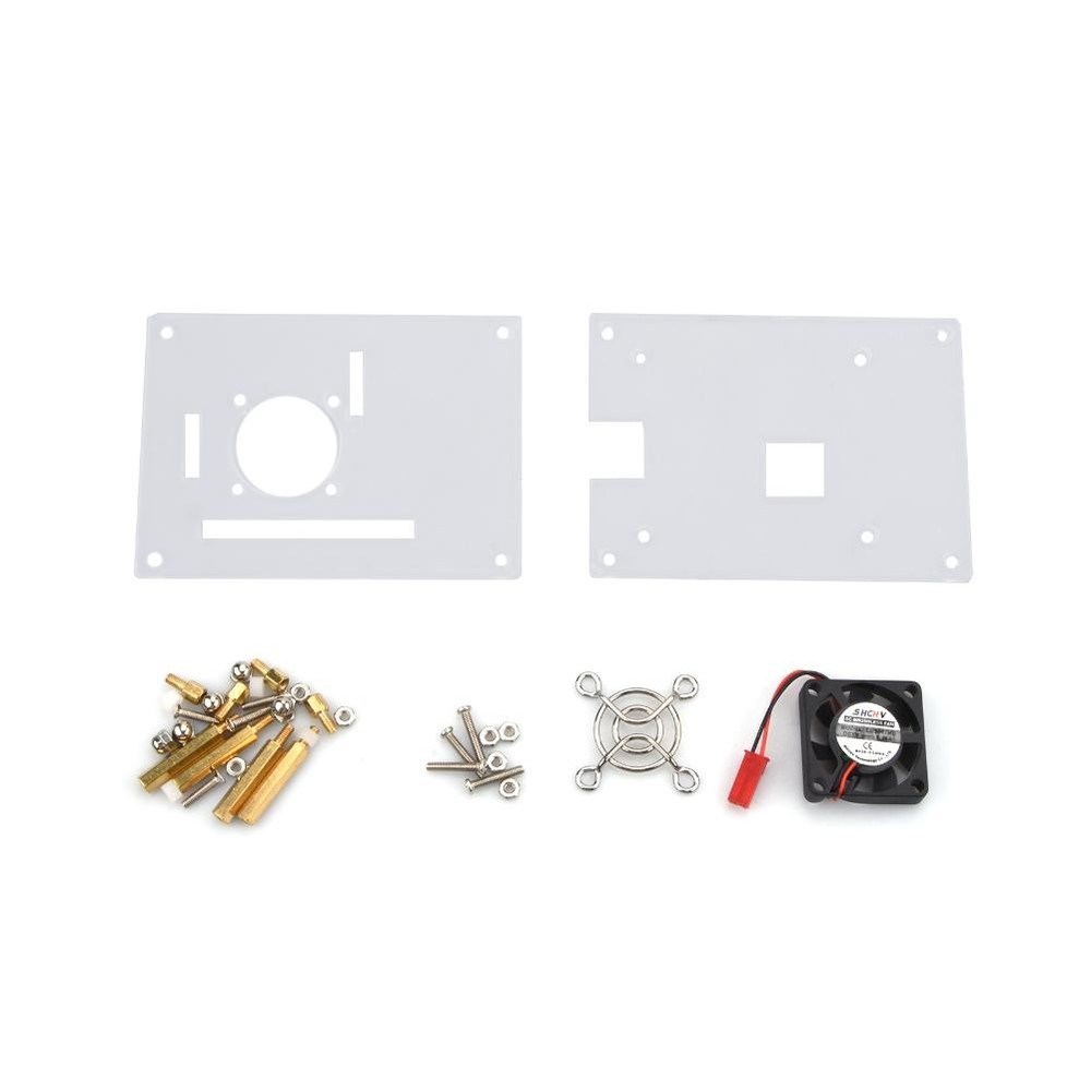 Arcylic Case Shell & Cooling Fan & Screws Set For Raspberry Pi 3/2 Model B/B+ E