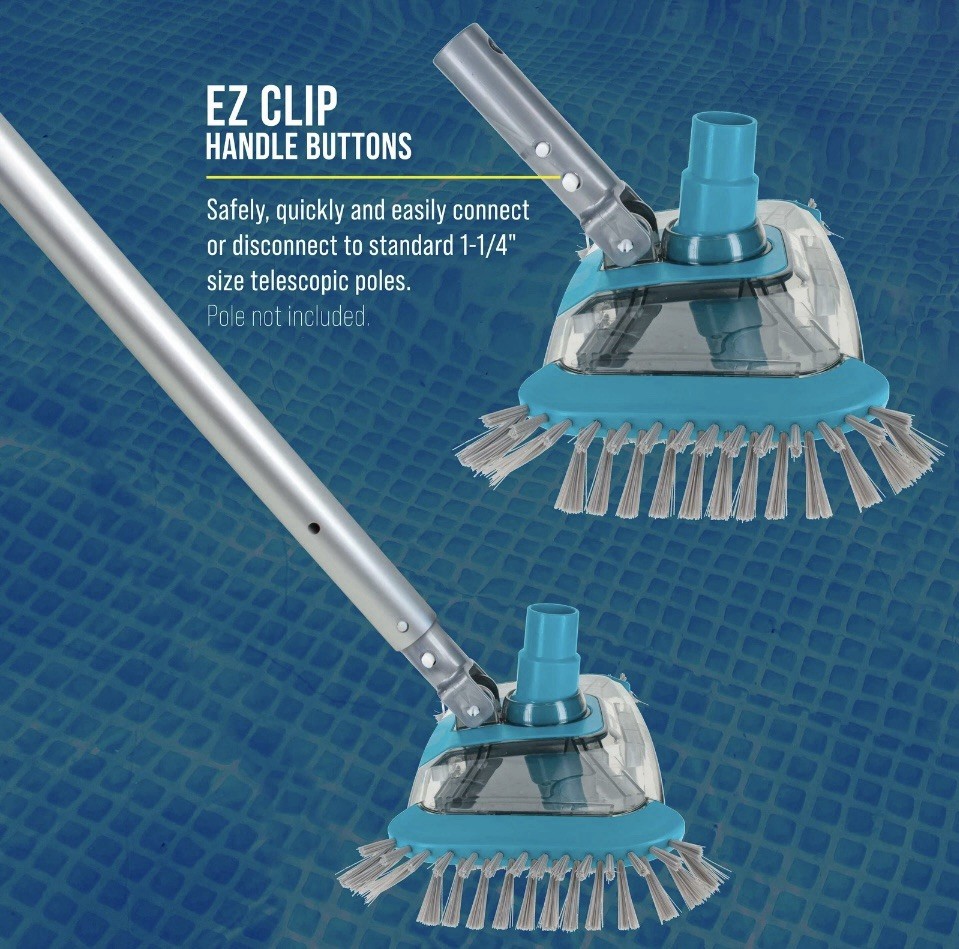 Rectangular Weighted Pool Vacuum Head with Side Brushes, Swivel Hose Connection