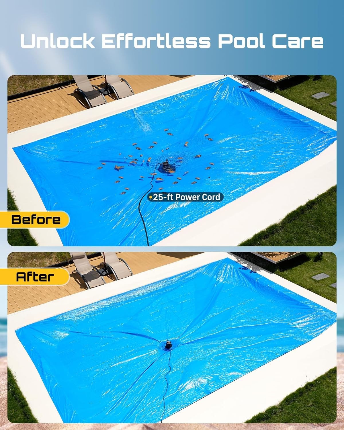 SEESII Automatic On/Off 1/3HP Pool Cover Pump 3035GPH Submersible Water Pump