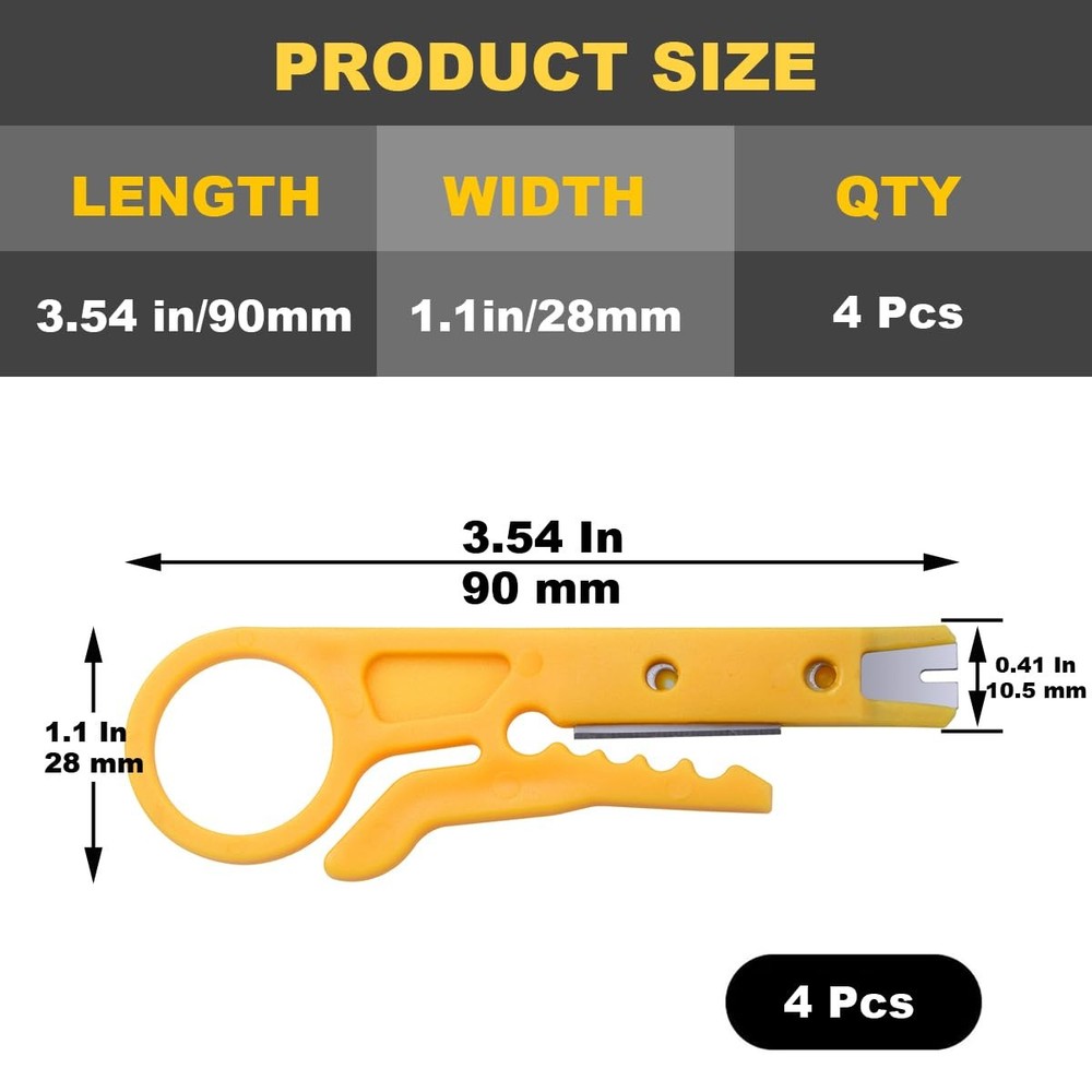 4 Pack Mini Wire Stripper Portable Crimping Tool Network Yellow