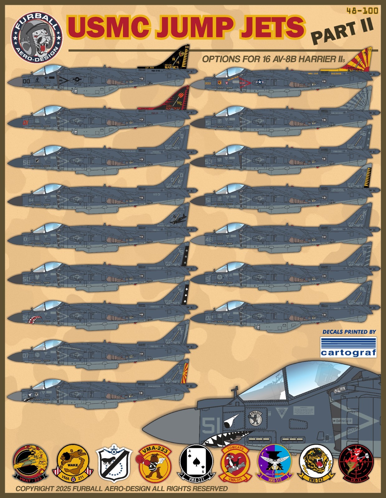 1/48 Furball AV-8B Harrier USMC Jump Jets Part II Decals