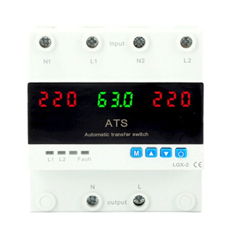 Automatic Double Power Transfer Switches 63A 220V Voltage LED Display