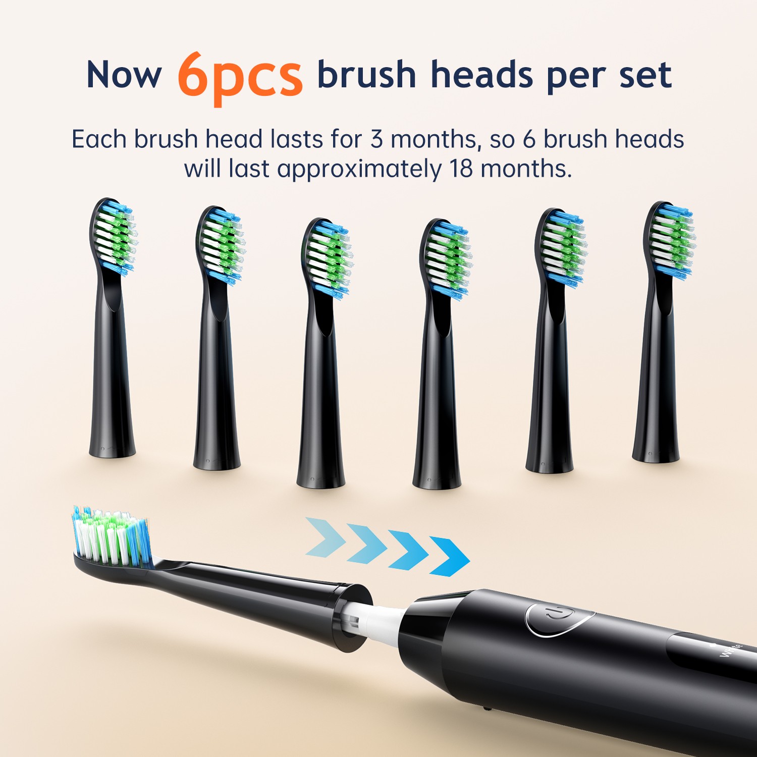 Fairywill Electric Toothbrush Sonic Toothbrush USB Rechargeable 6 Heads 5 Modes