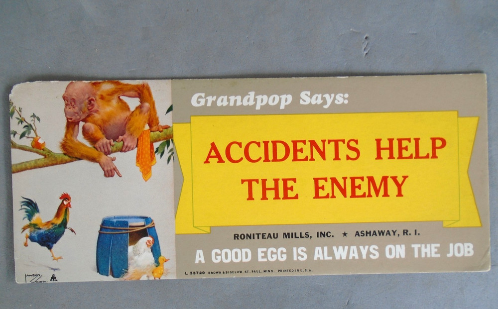 WWII ink blotter, accidents help the enemy