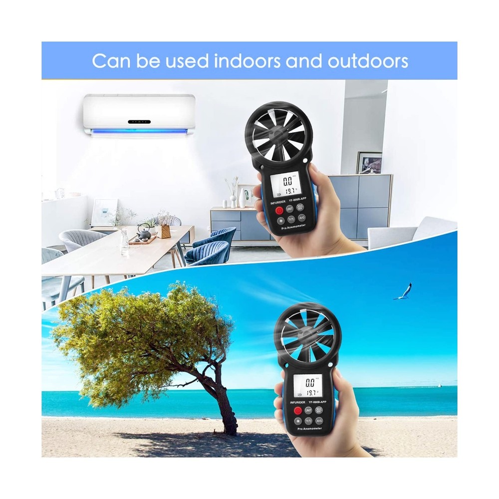 Digital Wireless Anemometer with APP via Bluetooth, Handheld Wind Speed Meter...