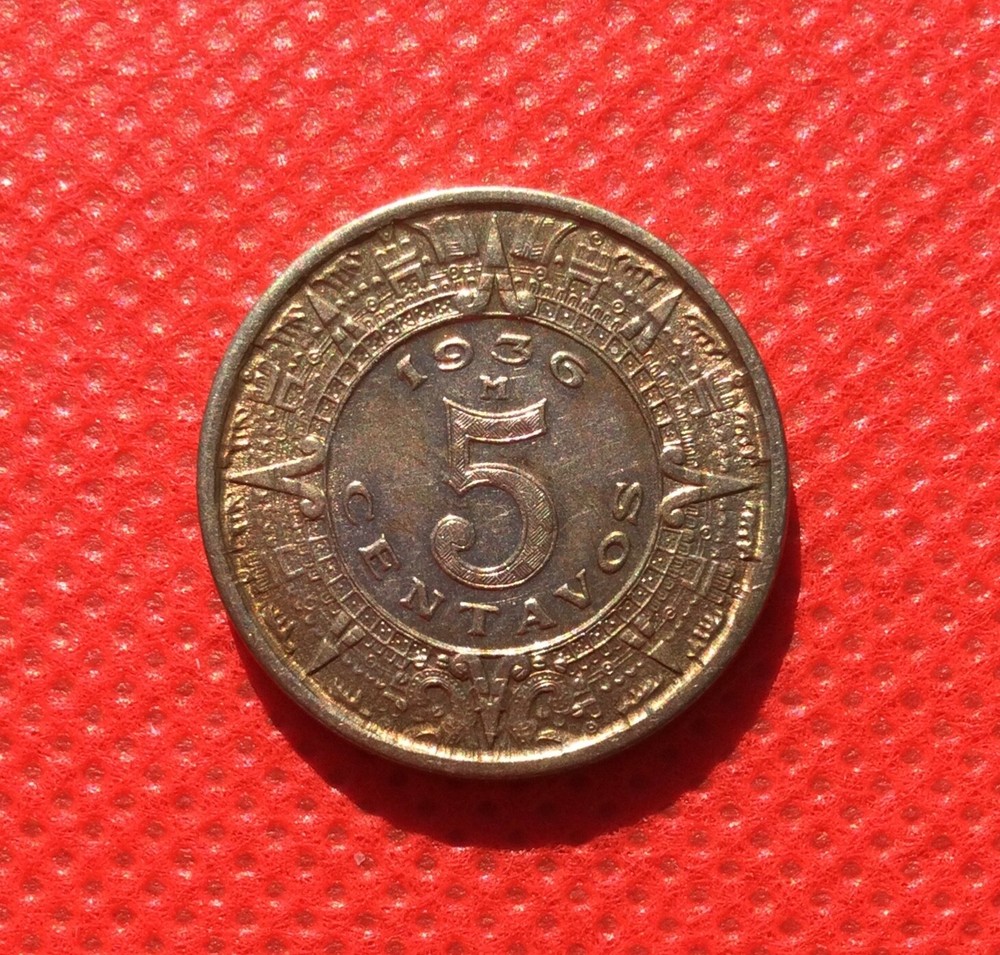 1936 M  5 CENTAVOS COIN XF  MEXICO