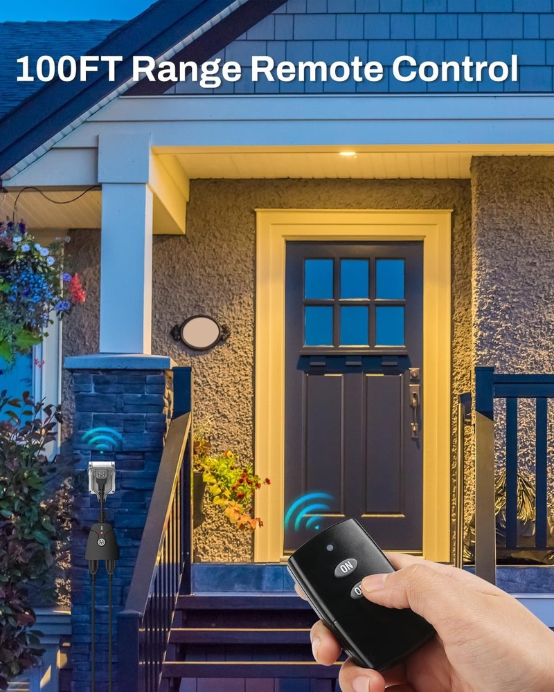 Reliable Weatherproof Power Outlet Plug - 100ft Range, Remote Control Included
