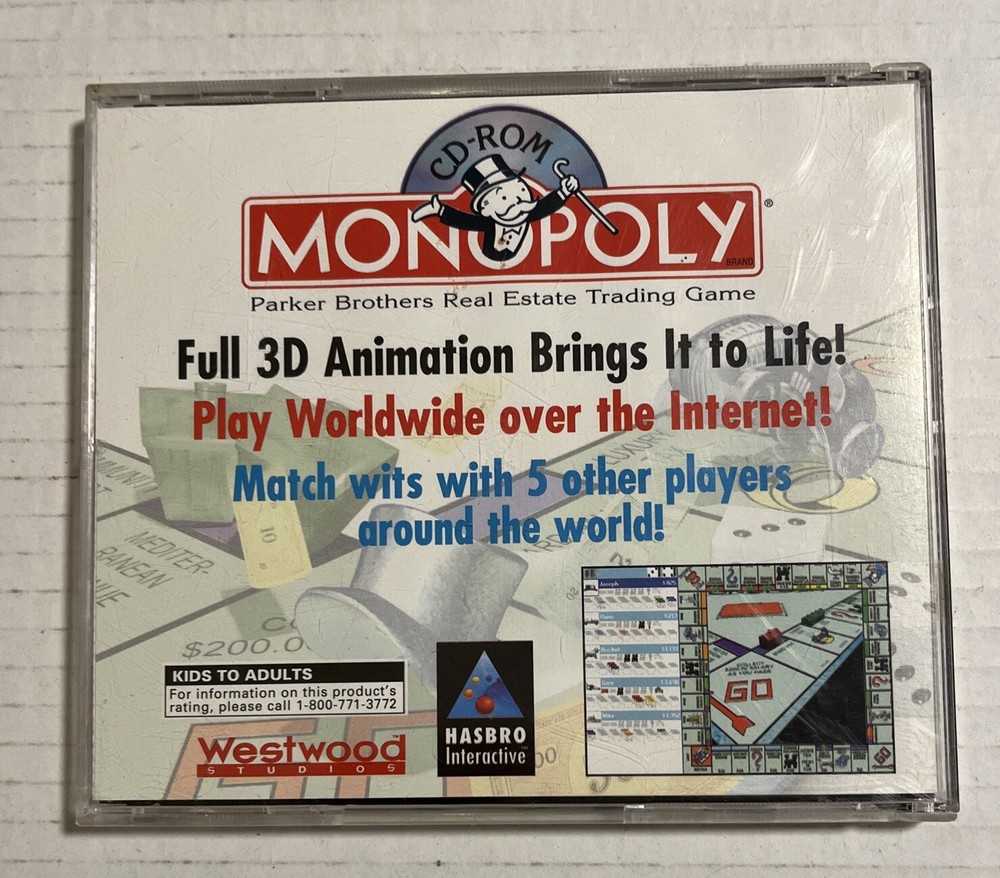 Monopoly CD-ROM for Windows 95 (PC, 1996) - Disc Only- Good Condition