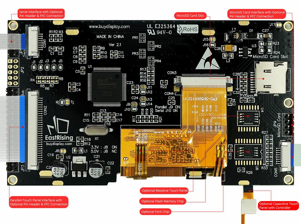 Serial,SPI 5" 5.0 inch TFT LCD Module Display w/Capacitive Touch Panel,Tutorial