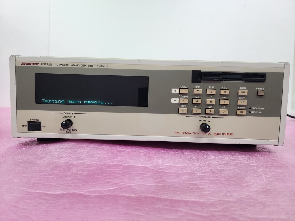 ADVANTEST R3752E Network Analyzer 5 Hz to 500 MHz, Output 1, Input A(Receiver)