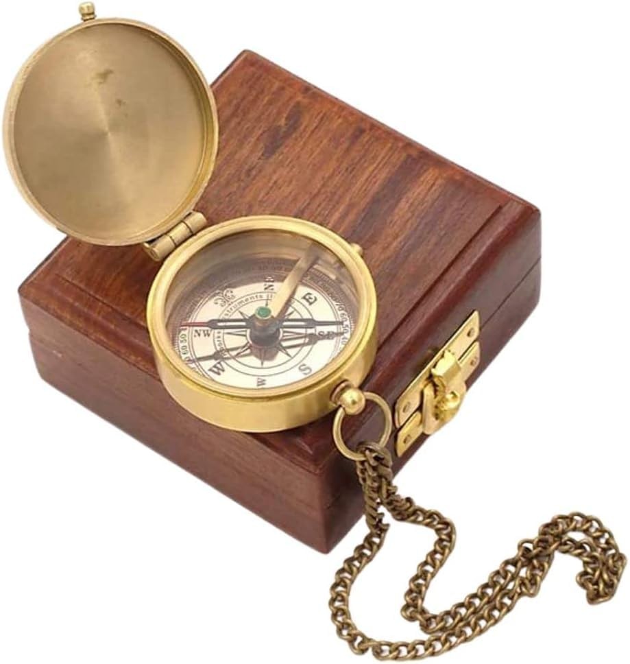 Solid Brass Directional Engraved Compass Baptism First Communion Christian