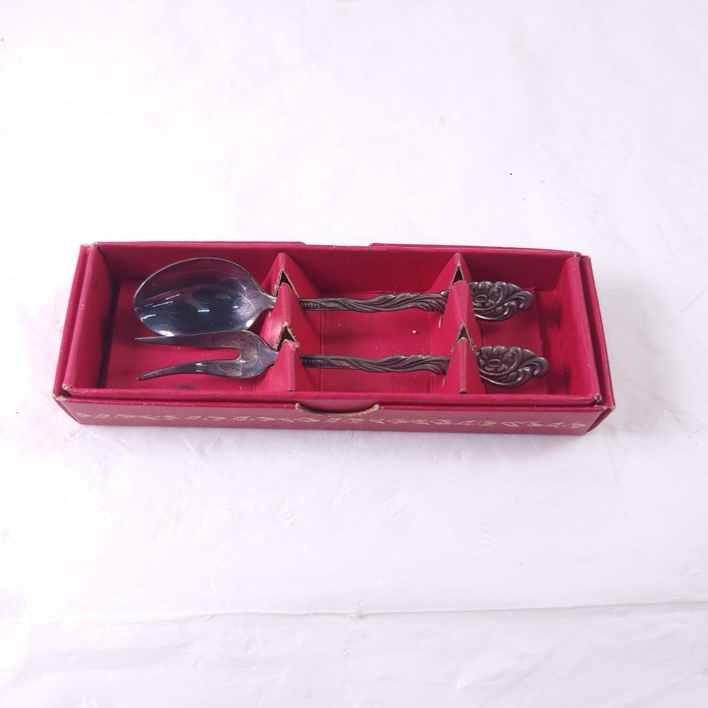 Sweden Silver Tone Fork Spoon Condiments Set Box
