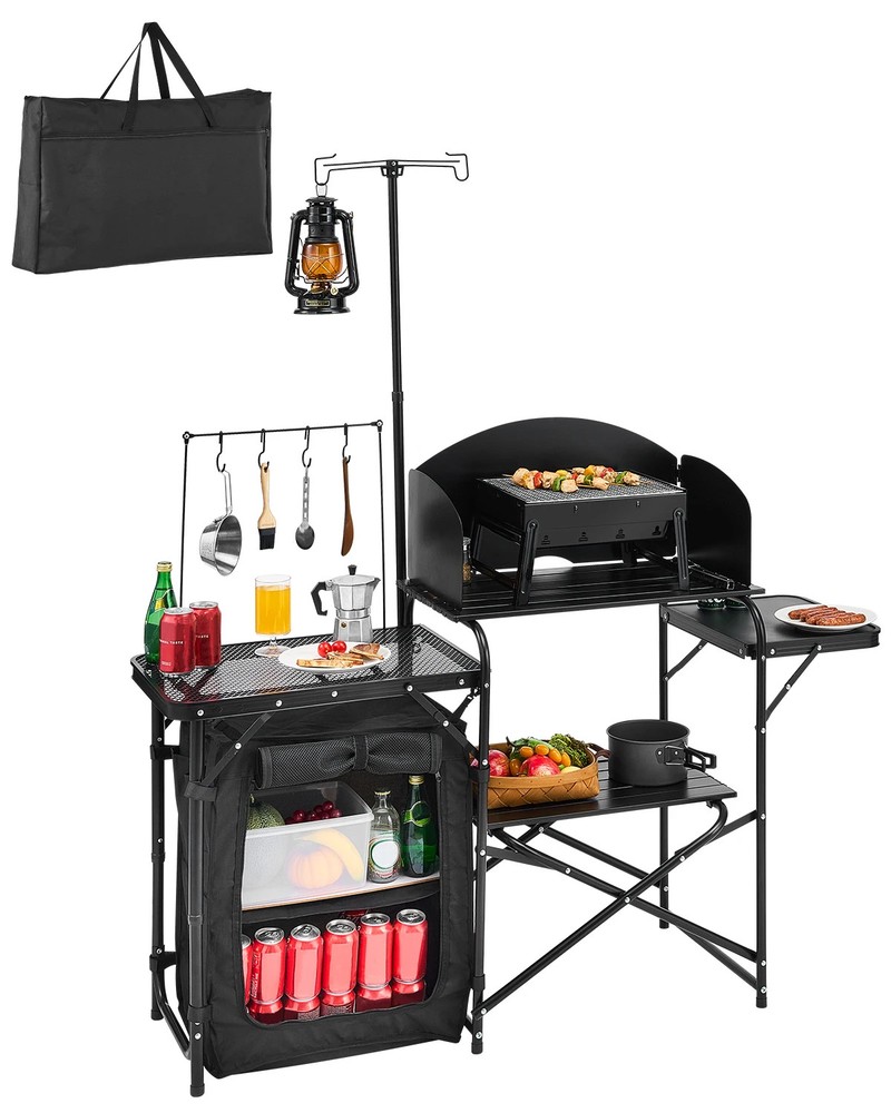 Folding Camping Table Camping Kitchen Table Aluminum Portable Cook Station