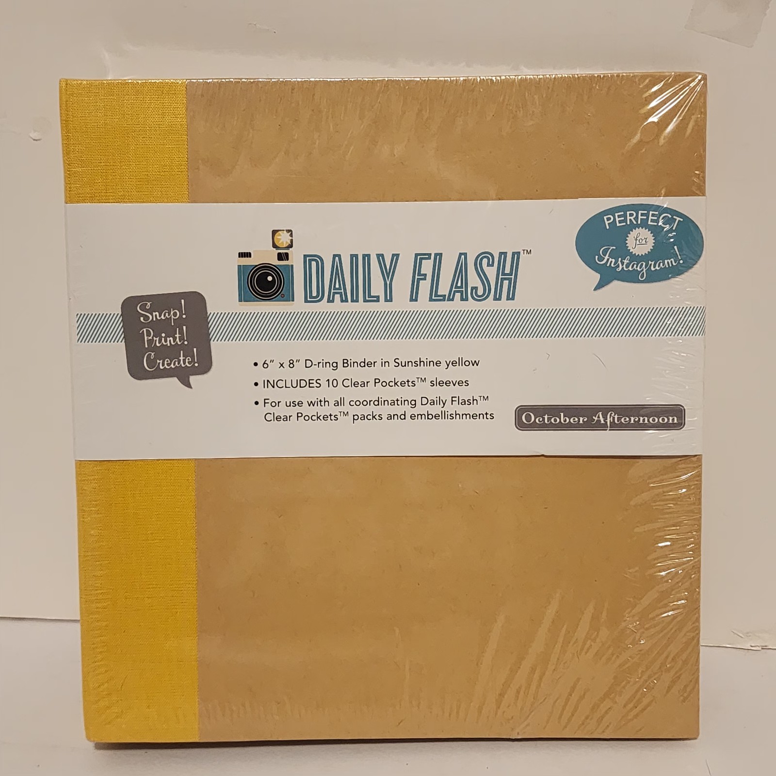 October Afternoon Daily Flash 6x8 D-ring Scrapbook Album Binder -Sunshine Yellow