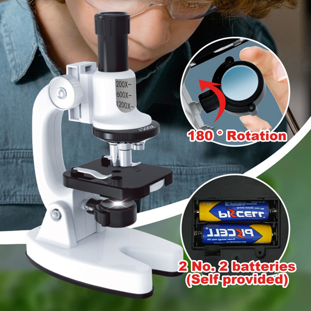 Kids Beginner Microscope Science Kit 200x-1200x Microscope Gift
