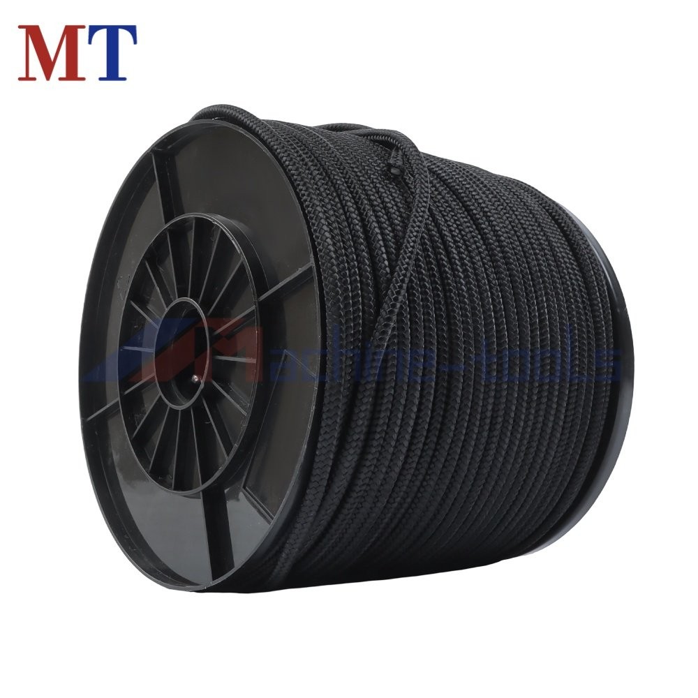 1/4"×500' Black Nylon Rope Spool 100% Nylon Solid Braid Rope Industrial Grade