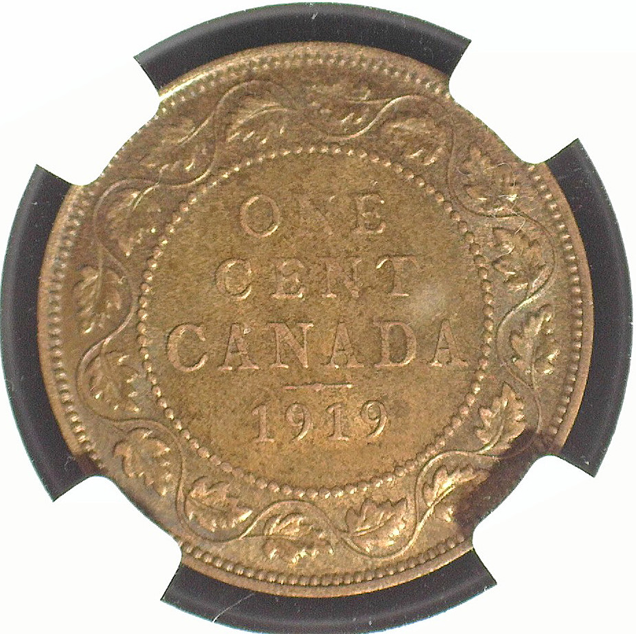 CANADA 1919 1¢ NGC MS 63 BN