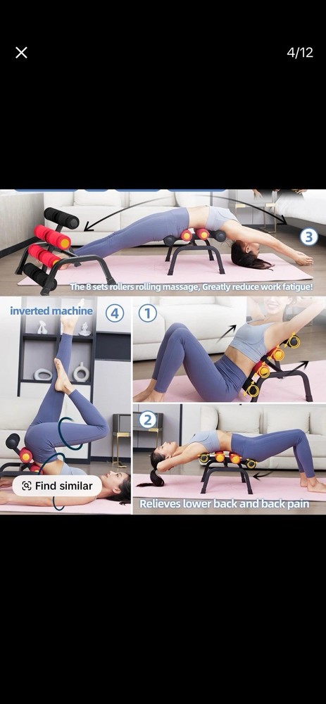 Mini Inversion Table with Back Massage Roller Relieve Back Pain Foldable Back St