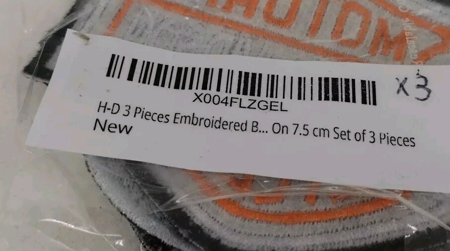 Harley Davidson Embroidered Patches Set Of 3 Sew On Patches NEW