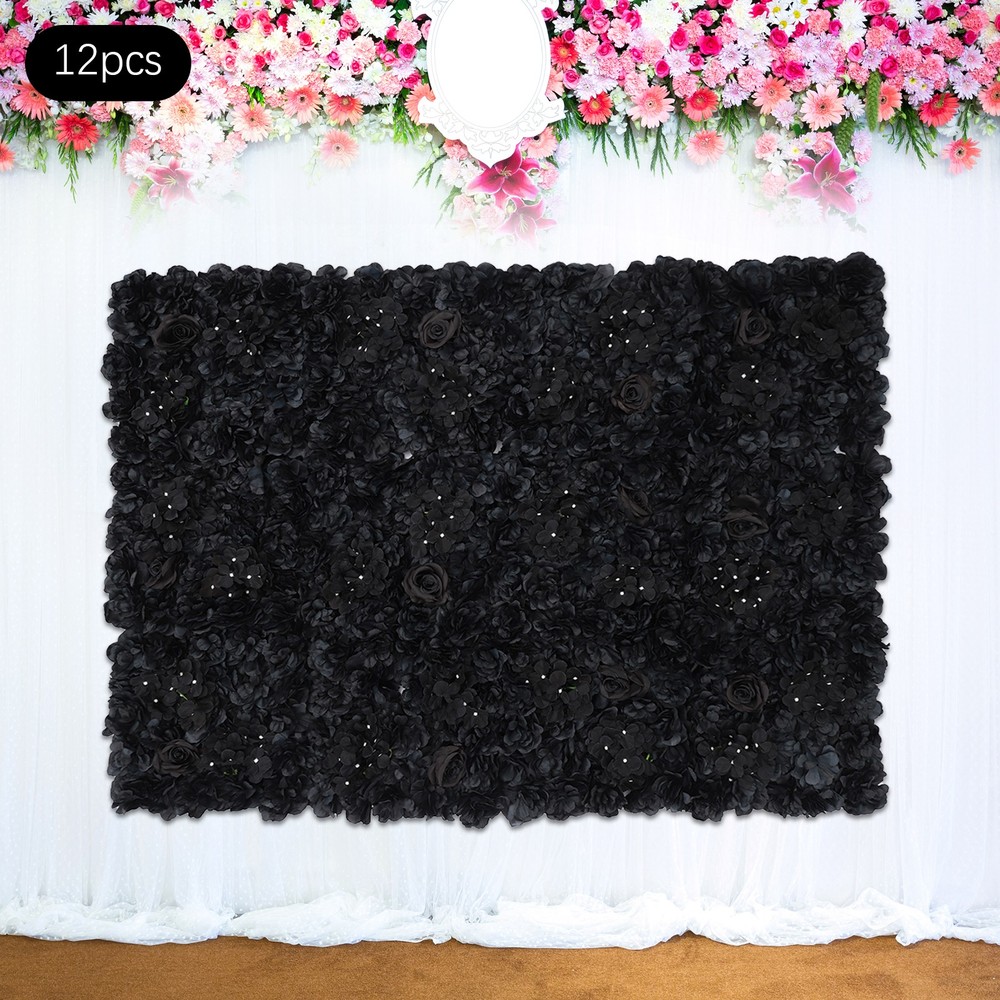 Artificial Flower Wall Background, 12Pcs 3D Flowers Wall Panel Backdrop