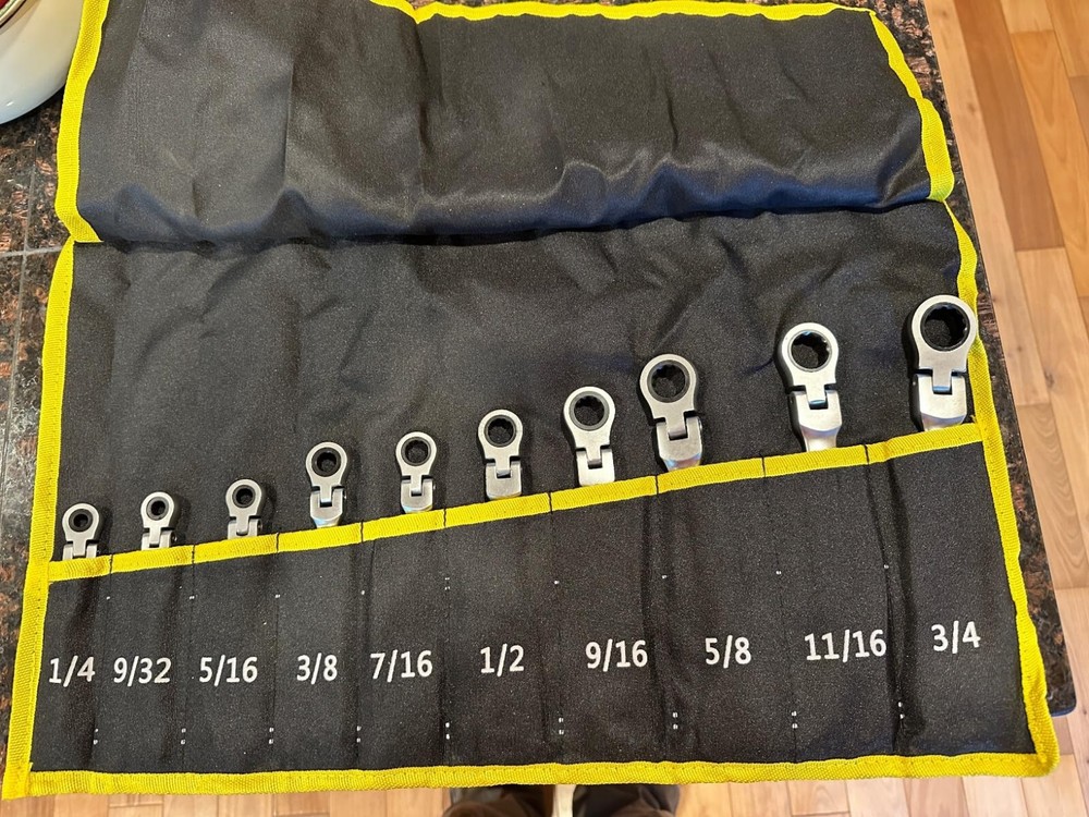 10pcs SAE Ratcheting Combination Wrench Set Flex Head Fixed Head Spanners kit