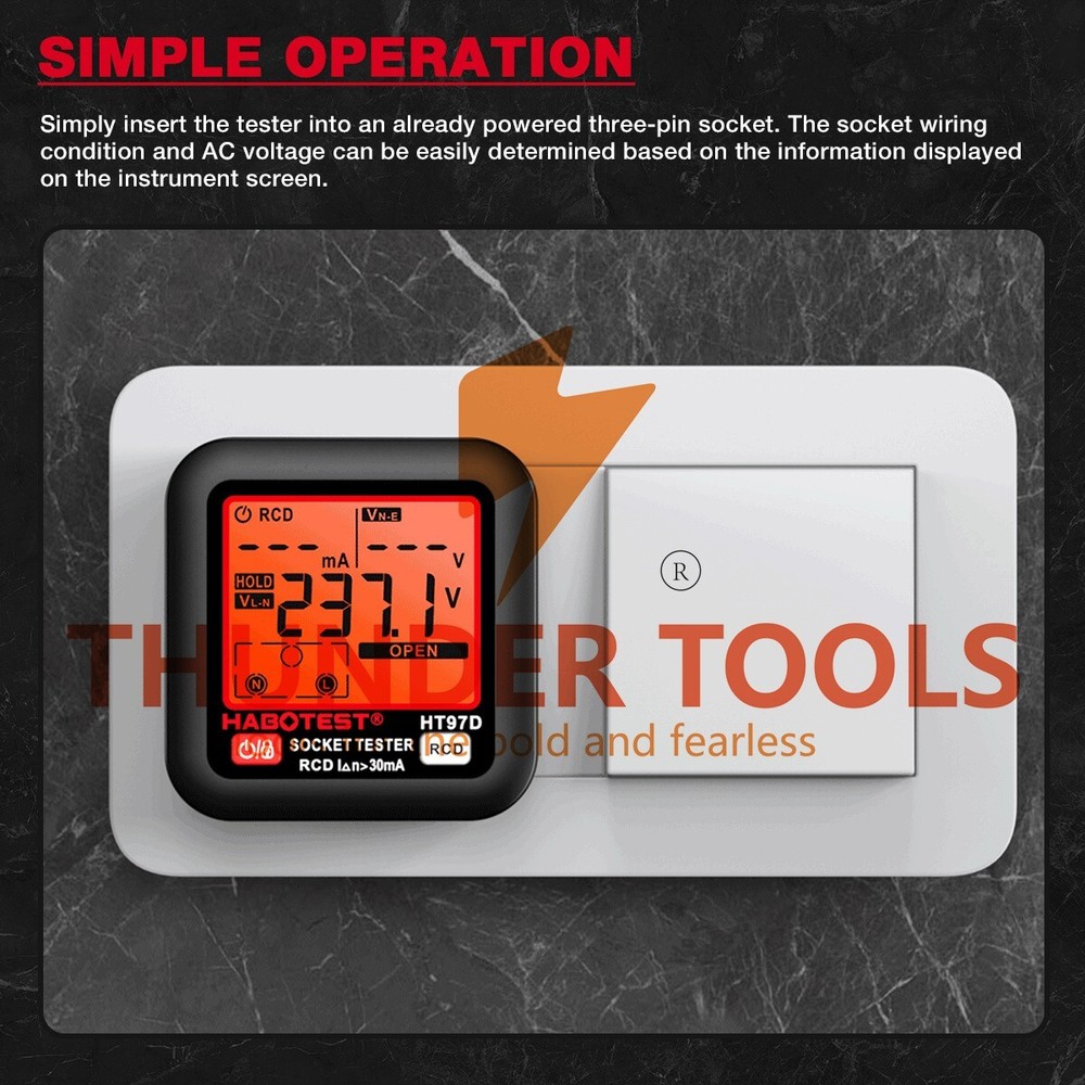 Thunder Tools HABOTEST HT97D Digital Socket Tester Voltage Test