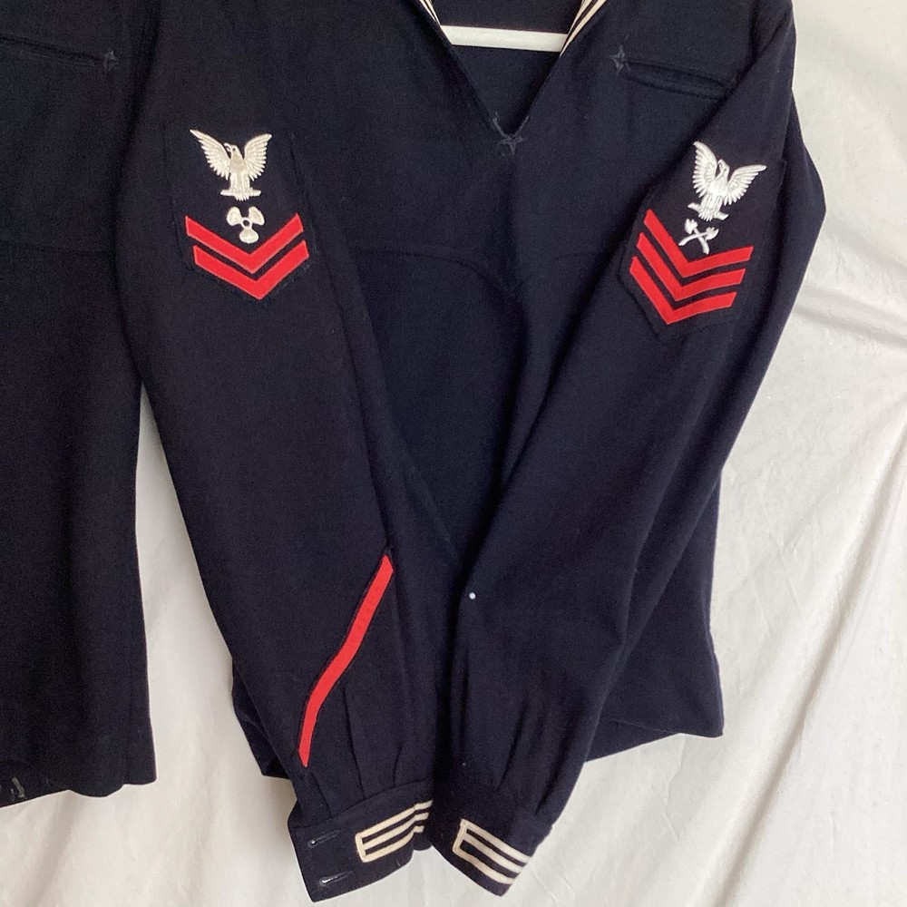 2 USN Navy Wool Cracker Jacker Uniforms 1st Class Engineering Aide & Machinists