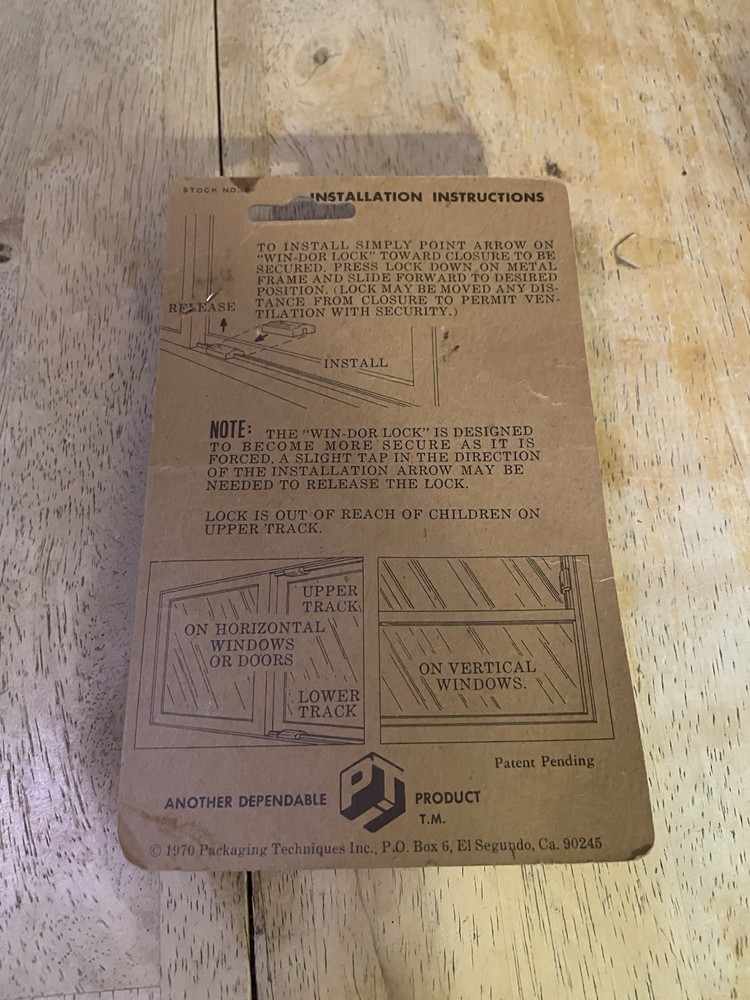 VTG Security Hardware Win-Dor-Loc Packaging Techiques NOS Sealed