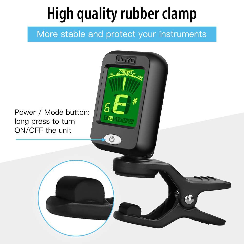 JOYO LCD Clip on Guitar Tuner Chromatic Acoustic Guitar Bass Ukulele Violin