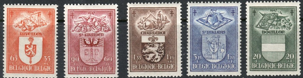 Belgium Scott #B442-B446, Mint hinged