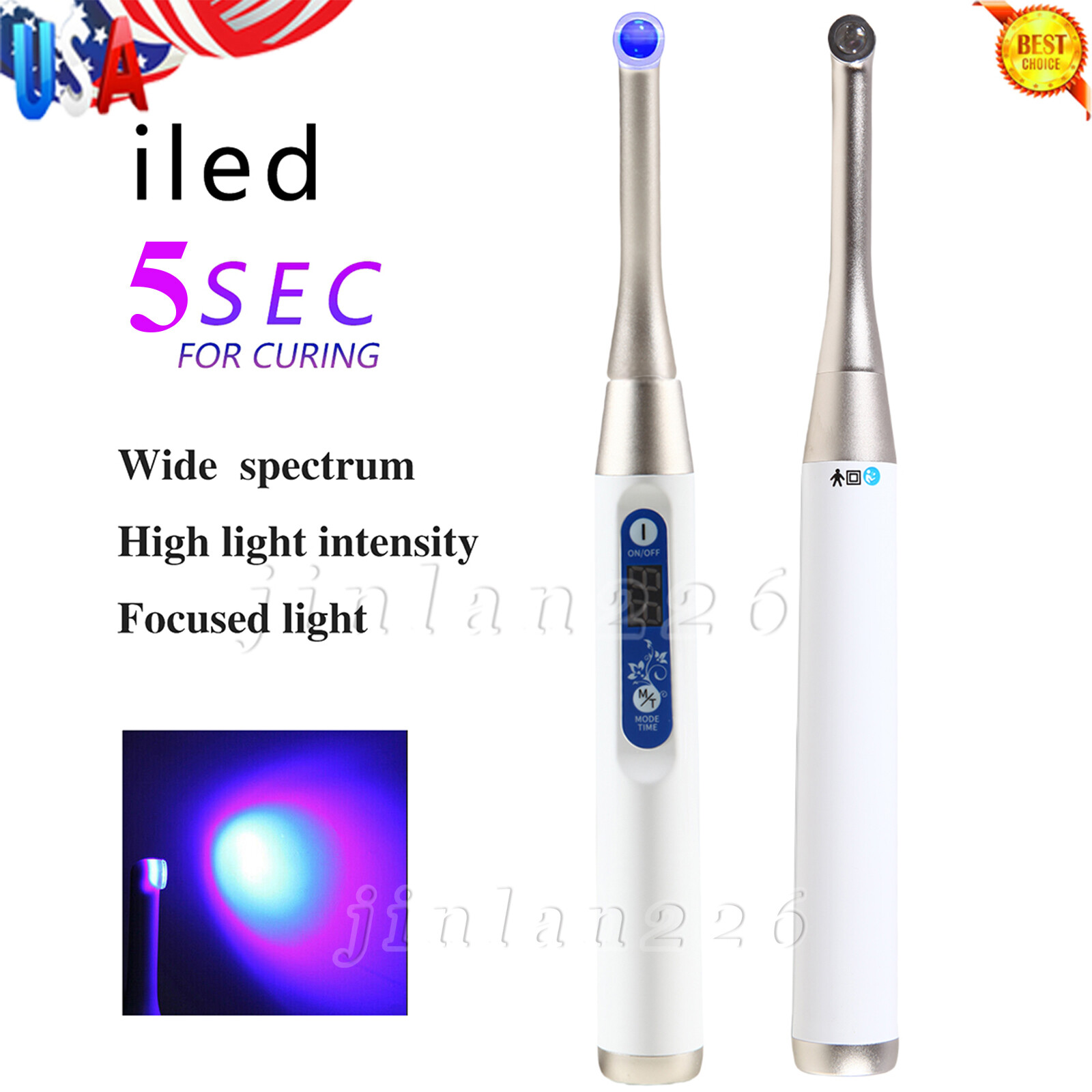 Dental 5Sec LED Curing Light Cure Lamp Wireless Resin Woodpecker Style