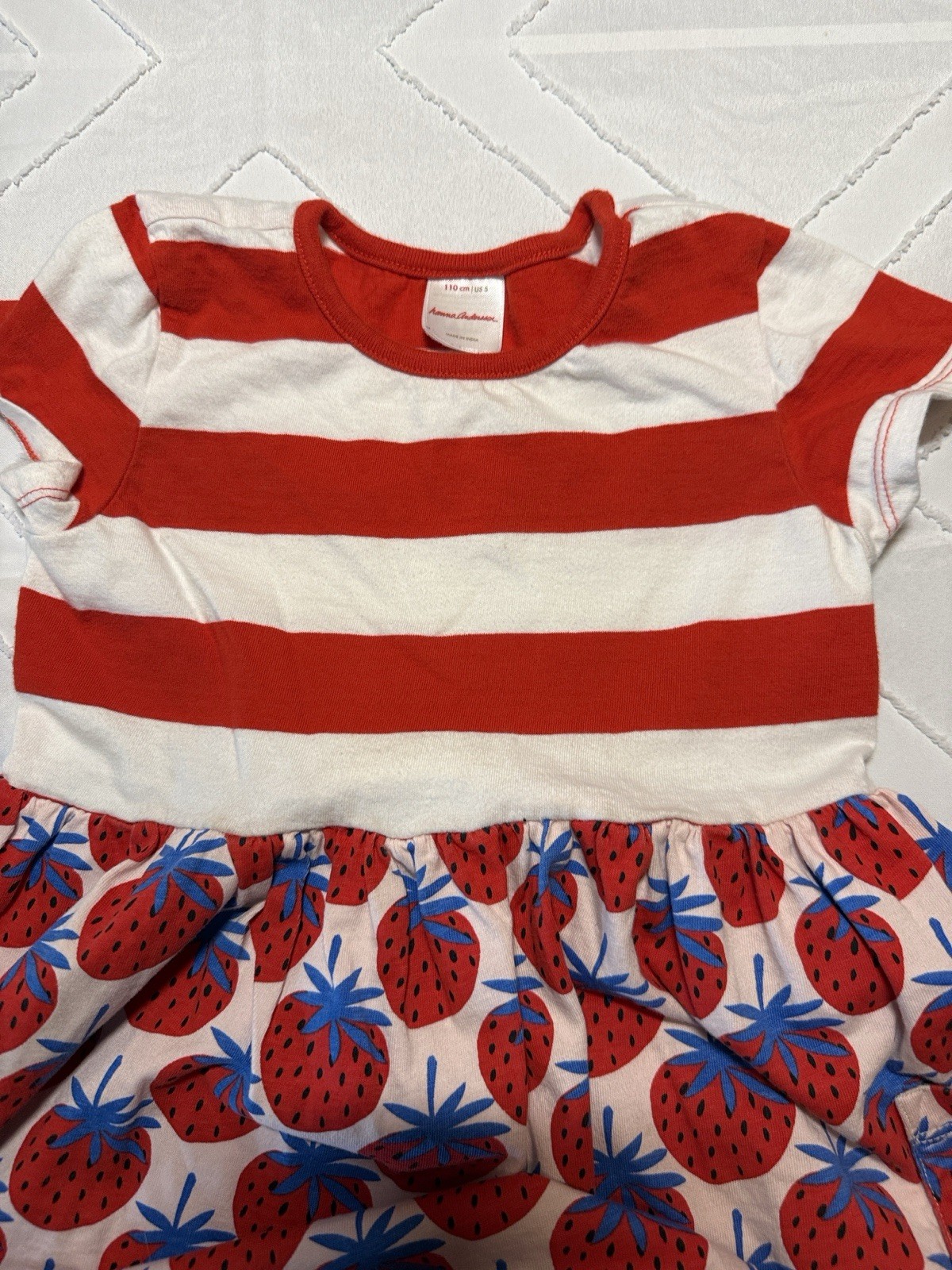 HANNA ANDERSSON T-Shirt Dress Sweet Strawberry Print Pockets 110 Girls 5