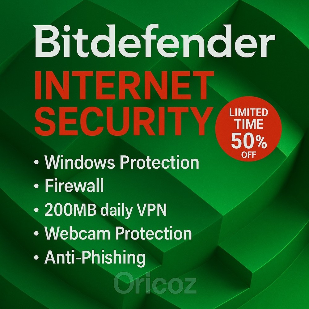 Bitdefender Internet Security - 1 Year For 1 Windows PC + Daily VPN