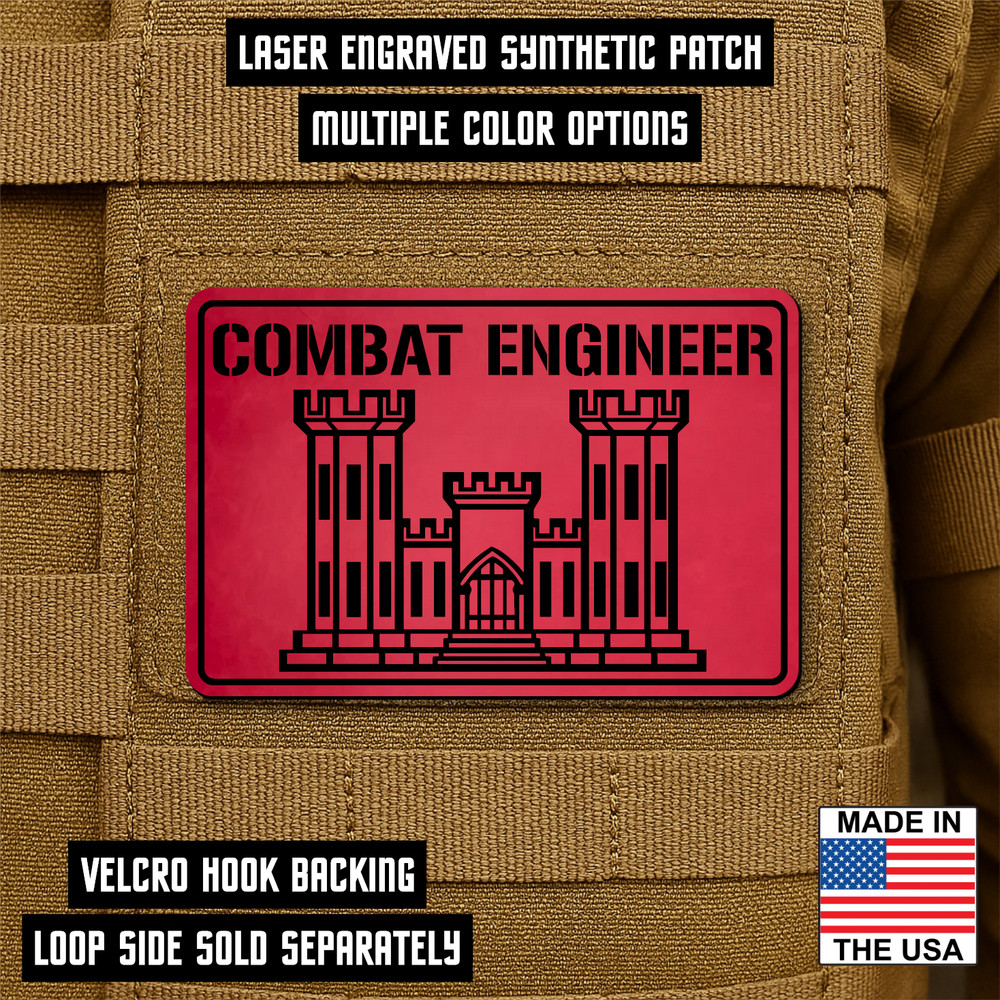 Combat Engineer Morale Patch, 2” x 3” Hook & Loop Plate Carrier Veteran Patch