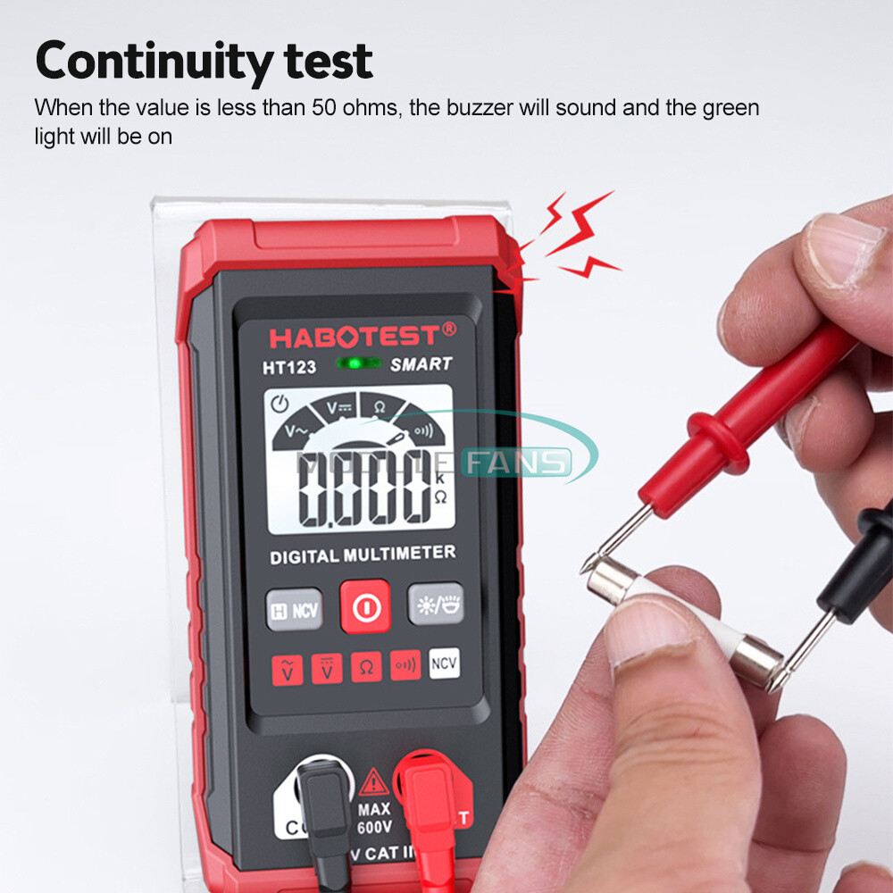 HT123 Digital Multimeter Smart Meter Volt AC DC 600V Tester True RMS Backlight