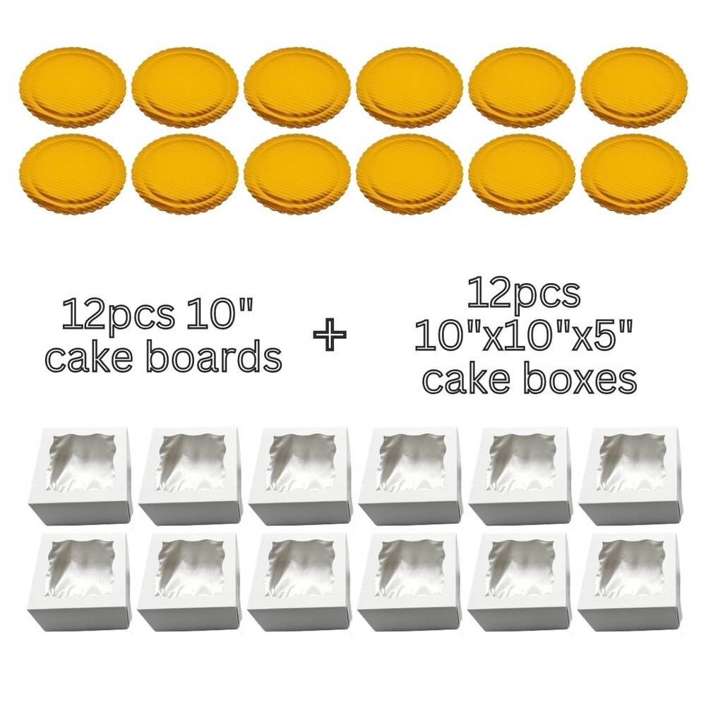 10"x10"X5" Cake Box & Board Bundle (12 sets)